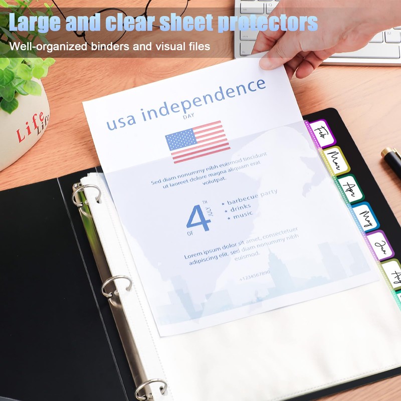 HABGP 24Pcs/3 Set Clear Sheet Protectors for 3 Ring Binder