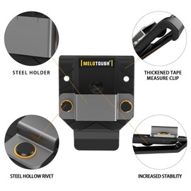 MELOTOUGH Tape Measure Holder,Tape Measure Belt Clip,Tape Measure Holster,Tool Belt Clip,Measuring Tape Holder for Belt(Black)