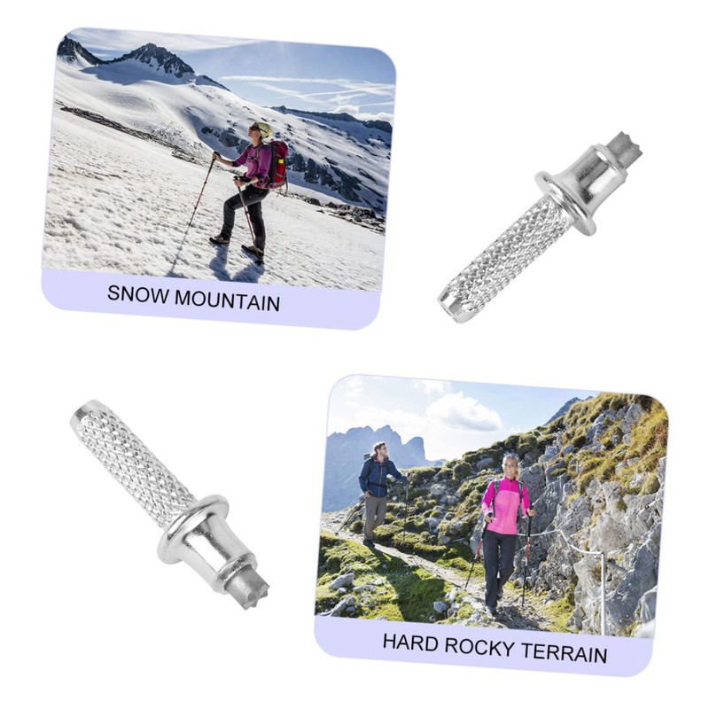 Kisangel 6pcs Replaceable Carbon Steel Alpenstock Rod Tips Climbing Accessories