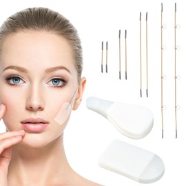 188uds Juego de Tiras Lifting Facial, Incluye Hilos Invisibles de 4 Longitudes y Impermeables Parches Invisibles Lifting Facial con Forma Cilindro y Lágrima para Mujeres Piel Flacidez