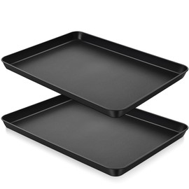 P&P CHEF 16 Inch Baking Cookie Sheet Pan, Carbon Steel Oven Tray, Non Stick Bakeware for Cooking Baking Bread Meat Vegetables, Sturdy & Healthy, Easy Clean, 2Pcs