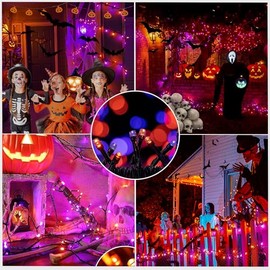 INGEQUIS Guirnalda de Luces Solar Halloween 10M de 100LEDs con 8 Modos de Iluminación, Cadena de Luz Led Impermeable IP65 para Exterior, Decoración Fe