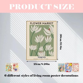 LIMEOW 6 Piece Poster Set Plants, Flowers Picture Set Flower, Poster Vintage, Stylish Wall Poster, Aesthetic Poster, 30 x 21 cm, Wall Decoration Without Frame for Living Room, Bedroom, Dining Room