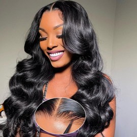 UWLK Body Wave Wigs Human Hair Glueless Wear And Go 4x4 HD Lace Closure Wig Human Hair Body Wave Closure Wigs Human Hair with Baby Hair 24 Inch