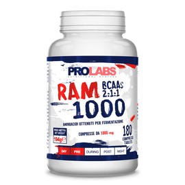 PROLABS RAM 1000 – BCAA 2:1:1 1000 mg per Compressa | Aminoacidi Ramificati | Supporto Muscolare e Recupero | Con Vitamine B1 e B6 | Qualità e Purezza | Vegan | 180 compresse