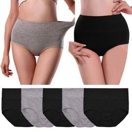 UMMISS Womens Cotton Briefs Underwear,Soft Solid High Waist Breathable Panties for Women,Multi,M
