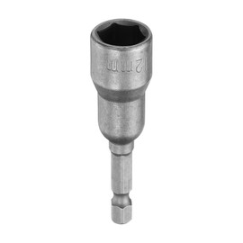 sourcing map Hex Nut Driver Drill Bit 12mm Metric 6-Point Socket 1/4" Hex Shank Magnetic Setter CR-V Steel Bolt Sockets for Power Drills Impact Drivers, 2.56" (65mm) Long