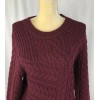 Chelsea Violet Women Sweater Pullover Medium Wool Cable Asymmetric Burgundy