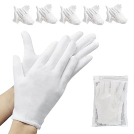ZXFUTURE 10 Pcs（5pairs） White Cotton Gloves for Dry Hands Moisturizing Gloves Overnight Eczema Gloves Sleep Gloves for Women Cosmetic Jewelry Silver Moisturizing Coin Inspection