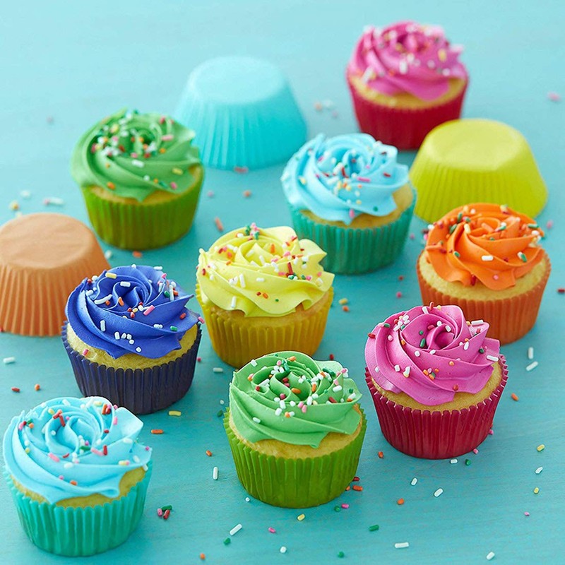 Gifbera Colored Mini Paper Cupcake Liners Vibrant Muffin Baking Cups