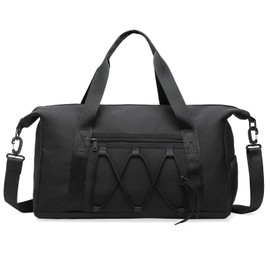 SUIKIHUM Lightweight Gym Bag for Men & Women, Water Resistant Sports Duffel Bag with Shoe Compartment & Wet Pocket for Travel Weekender & Fitness, Black