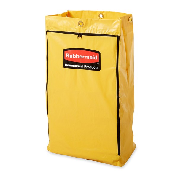 Rubbermaid FG618300 Vinyl Replacement Bag with Zipper for Cleaning Cart, 17.25" Length, 10.50" Width, 30.50" Height, Yellow