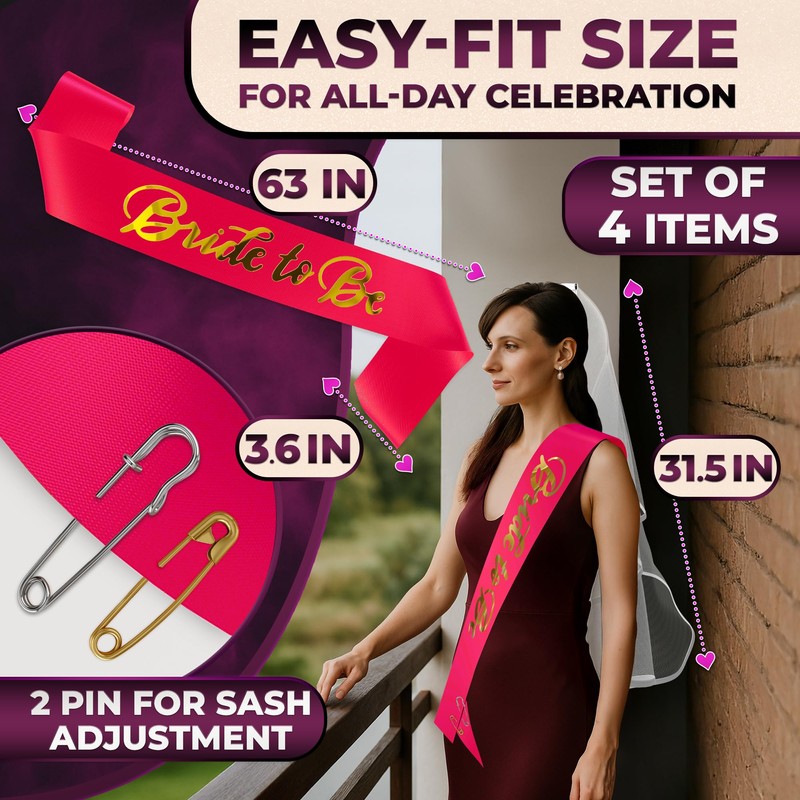 Bride to Be Sash and Veil – Cute Red Bride