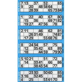 Jumbo Bingo Ticket Singles, 6 to View Pad, Blue