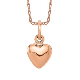 14K Solid Rose Pink Gold Heart Necklace Love Pendant Charm 14mm x 7mm Only