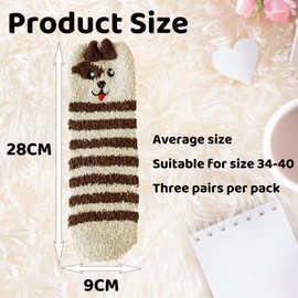 3 Pairs Women's Fluffy Socks, Soft Fuzzy Socks Winter Comfy Warm Fluffy Socks girls fluffy socks Coral Fleece Socks Animal Bed Socks for Women and Girls for Winter