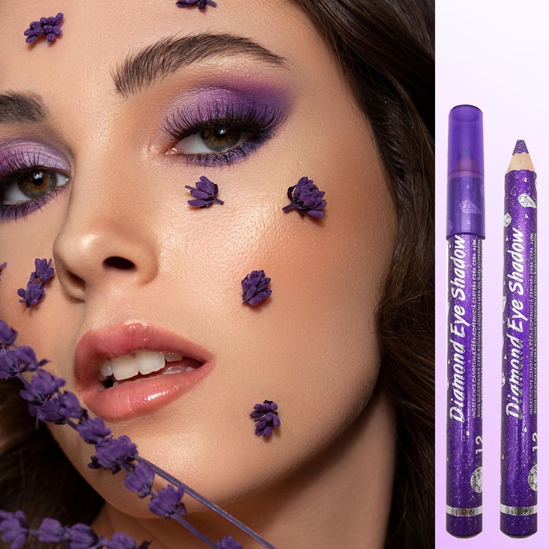 Purple Glitter Eyeshadow Stick, Pearl Cream Eye Shadow Pen Deep