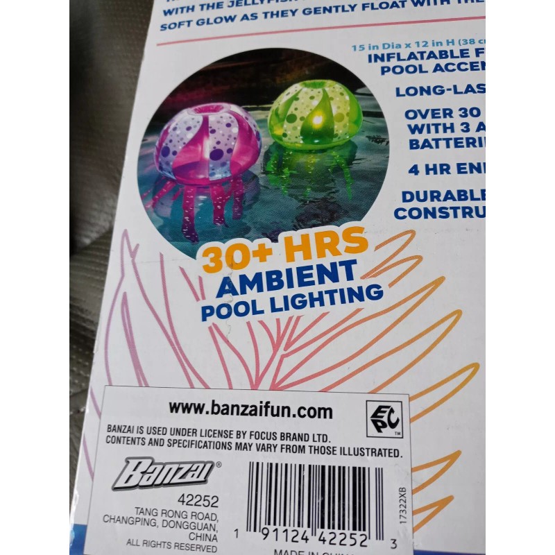 Banzai Party Floating Jellyfish Inflatable Glowing Ambient Pool Lights 2