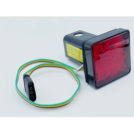 bubulu Hitch Member Cover with 12V LED Built-in Tail Light 2" Square Red Boat Trailer