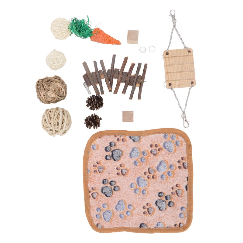 12Pcs Hamster Toy Set Natural Safe Hand Woven Teeth Grinding