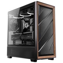 Antec Flux Wood, 5 x PWM Fans Included, High-Airflow Front Panel with Walnut Wood, Type-C, 420mm Radiator & Back Connect Motherboard Support, Up to 9 Fans Simultaneously, Mid-Tower E-ATX PC Case