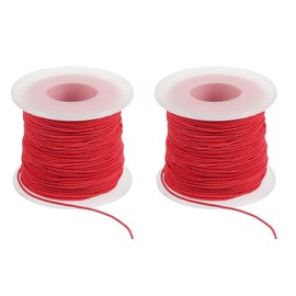 PATIKIL Elastic String for Bracelet 164 Ft/50 Meter Length 0.8 mm Dia, 2 Roll Sturdy Stretchy String Cord for Jewelry Making Necklace Beading Craft DIY, Red