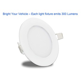 Facon 3 Inch LED RV Puck Light, 6Packs Full Aluminum Recessed Light Down Light, Slim Panel Light with Flat Trim, 12V DC Interior Light