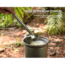 Boundless Voyage Outdoor Titanium Long Handle 220mm Spork Polished Titanium Spork Straight Handle Ultralight（1pcs）