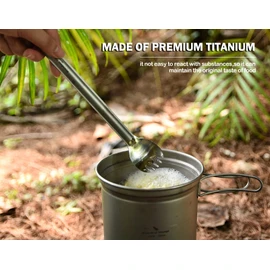 Boundless Voyage Outdoor Titanium Long Handle 220mm Spork Polished Titanium Spork Straight Handle Ultralight（1pcs）