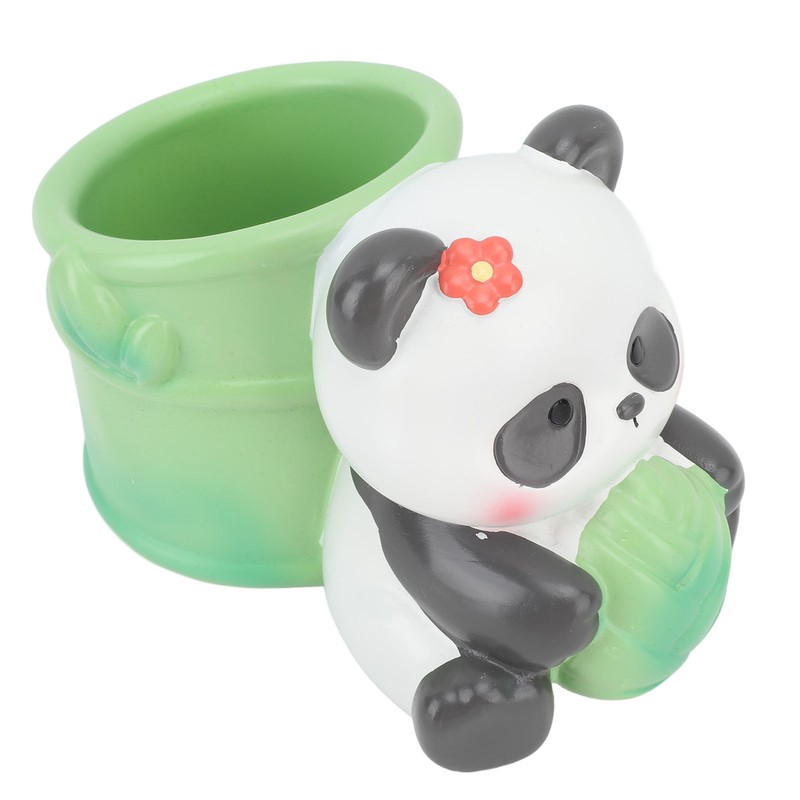Panda Bamboo Pen Holder Cute Shape Large Capacity Resin Multipurpose