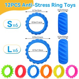 Honosen Pack of 12 Ring Fidget Toys, Anti-Stress Ring Toy for Children Adults, Sensory Toy with Anxiety ADHD Autism, Finger Toy for Soothing