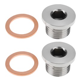 eMagTech 2PCS Hexagon Socket Wrench Plug M16x1.5mm 304 Stainless Steel with Copper Washer for Oxygen Sensor Installation Exhaust Downpipe Header