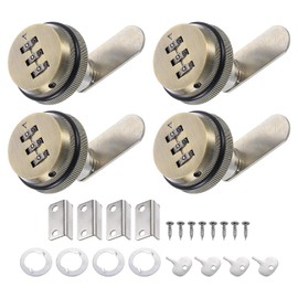 PATIKIL 3/4" Combination Cam Lock, 4 Pcs File Cabinet Locks with Combination Password Coded Cabinet Locks with Cylinder Chrome for 0.2-0.5" Thick Wood Drawer Mailbox Filing Cabinet, Green