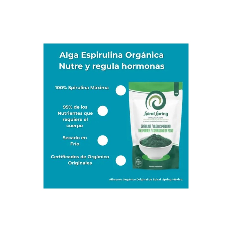 Spirulina Maxima Polvo Spiral Spring 250g Suplemento Natural