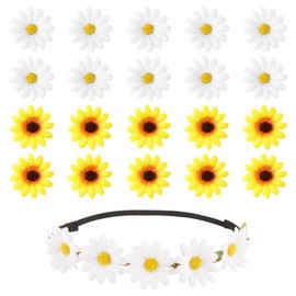 TRKETK 21 Pcs Daisy Hair Clips for Women Headband Daisy Flower Crown Elegant Sweet Flower Side Hair Clip Braid Accessory for Women Girl Weding Bridesmaid Girl Daily Barrettes (2 Colors)