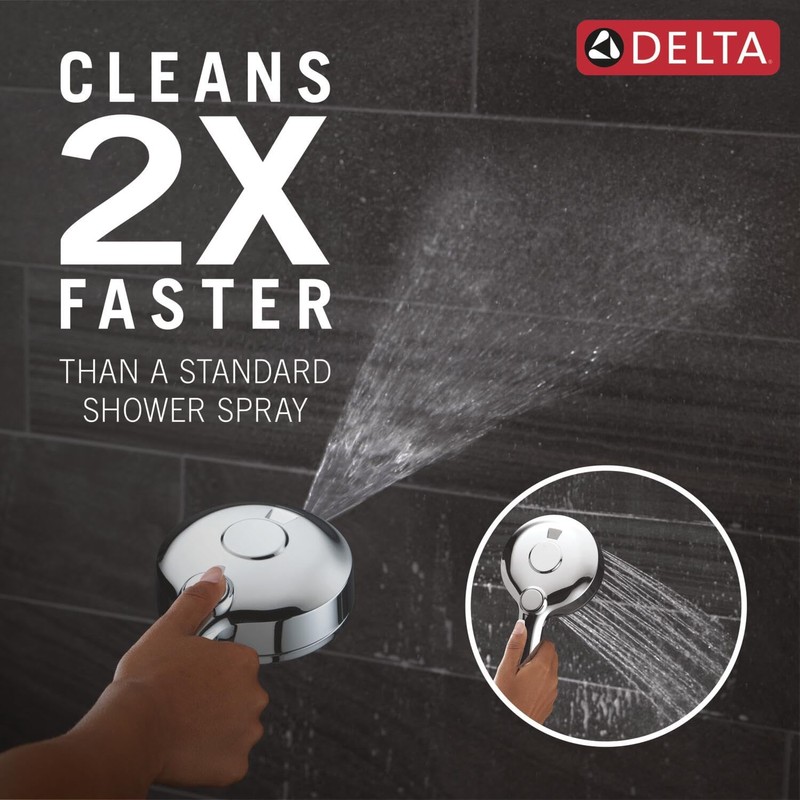 Delta 5-Setting HydroRain 2-in-1 Dual Shower Head with ProClean Spray,