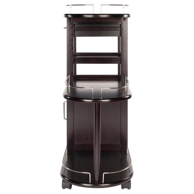 Winsome Jimmy Entertainment Transitional Solid Wood Bar Cart in Espresso