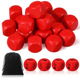 Kasyat Pack of 20 DIY Empty Cubes, Blank Wooden Cubes for Labelling, Unpainted Simple Cube with Round Corners, 6-Sided Blocks (Red, 20 mm)