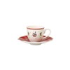 Villeroy & Boch Mokka-/Espressotasse, Untertasse, Hartporzellan, Weiß / Rot, 22