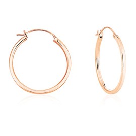 DTPsilver - Hoop Earrings Square Stud Earrings 925 Sterling Silver Rose Gold Plated - Small / Medium / Large - Thickness 2 mm - Diameter: 12, 14, 16, 18, 20, 30, 35, 40, 50 mm, Sterling Silver, No Gemstone