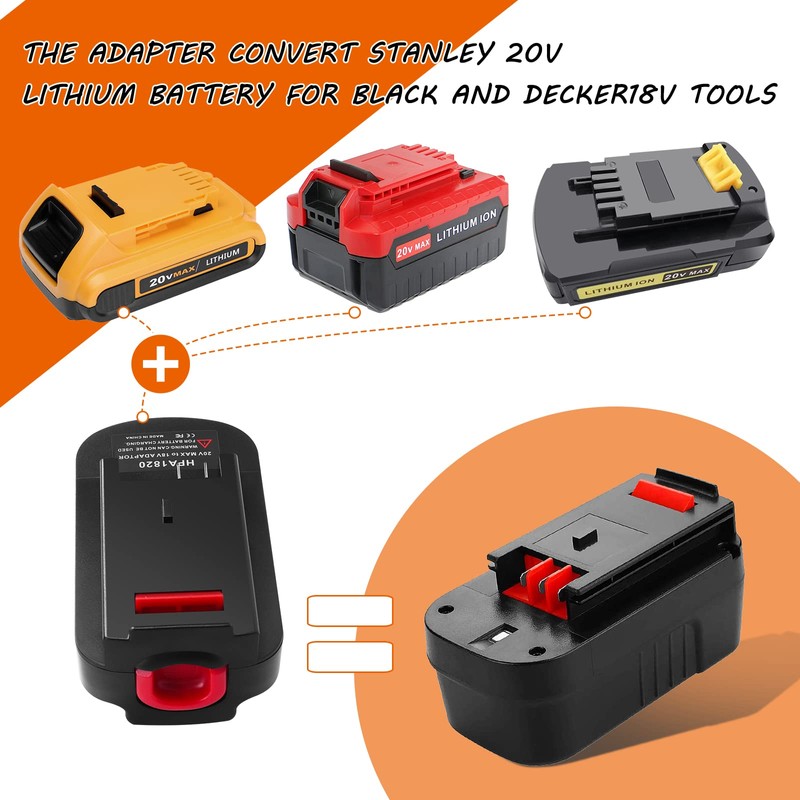 LaiPuDuo 20V Adapter HPA1820 for Black&Decker LBXR2020 18V to 20V