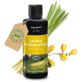 AllgäuQuelle Sauna Infusion with 100% Organic Oils Allgäuer Fountain of Youth with Sauna Fragrance Ylang Ylang and Lemongrass (100 ml) Sauna Infusion Ideal as Sauna Accessory and Sauna Gift Set