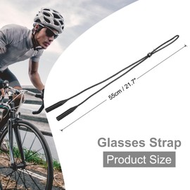 HARFINGTON 2pcs Glasses Strap Adjustable Eyeglasses Strap Silicone Sunglasses Holder Strap Eyewear Retainer Lanyards String for Men Women Children, Black