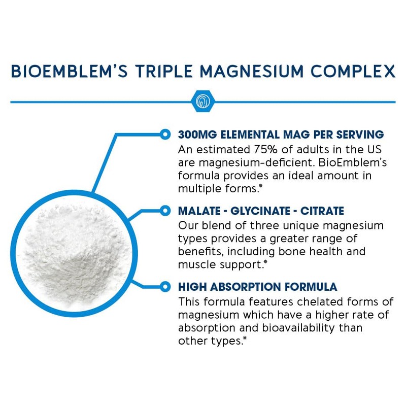 BioEmblem Triple Complex Magnesium 300mg 90 caps - Magnesio Glicinato
