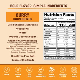 Pan's Mushroom Jerky, Vegan Snacks, Dried Mushrooms Shitiake, Plant based Jerky, Meatless Jerky, Gluten Free, High in Fiber, with Curry flavor (2.2 Ounce, Pack of 3)