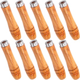 SmallCat 10 PCS Wooden File Handles with Strong Metal Collars, Medium Wooden Handle for 6" - 8" File, Screwdriver Hand Drill File Handle