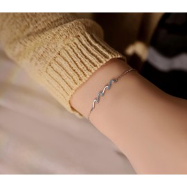 Daughter Birthday Gift,Wave Bracelet for Daughter Gifts from Mom, S925 Sterling Silver Jewelry for Daughters from Dad, Gift for Graduation,Chrismas,Thank's Giving Blue To My Daughters Bracelet