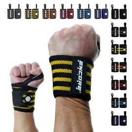 Encore Grips® Wrist Wraps for Bodybuilding, Weight Training, Crossfit, Strength Training Bandage, Wrist Support for Fitness, Wrist Support, Wrist Guards, Wrist Wraps (Black/Yellow-V2)