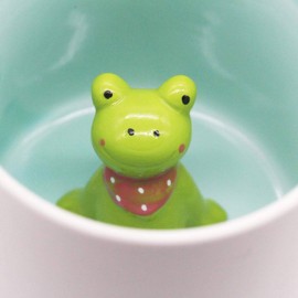 Taza de cerámica con diseño de dibujos animados en 3D, taza de cerámica de café divertida de 34 ml, diseño de animales de bebé en el interior, tazas de café novedosas para oficina, trab