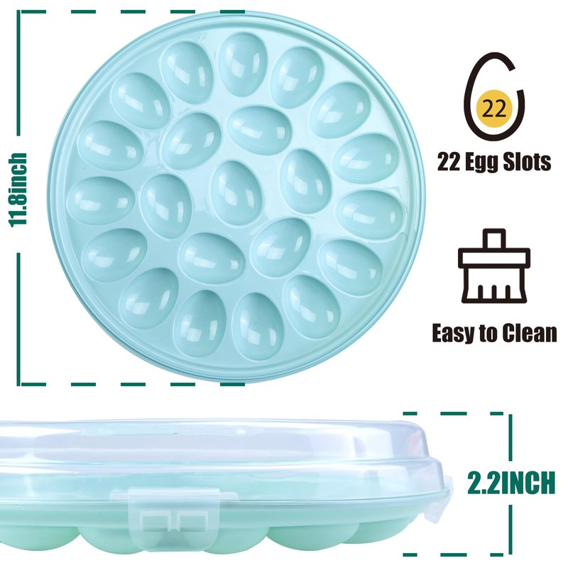 HAKSEN Deviled Egg Containers with Lid, Portable Deviled Egg Platter